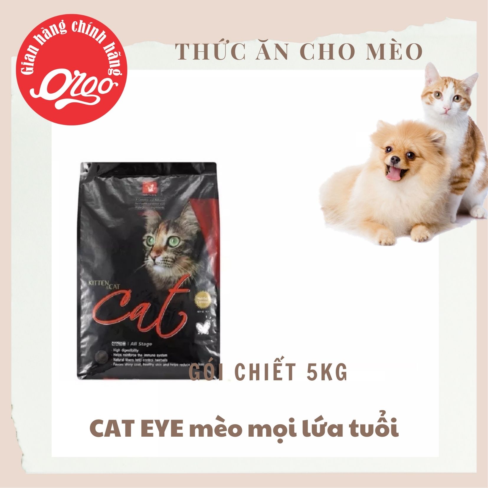 GIÁ SIÊU RẺ Thức Ăn Cho Mèo Cats eye túi chiết 5 kg  Cat s eye Hàn Quốc