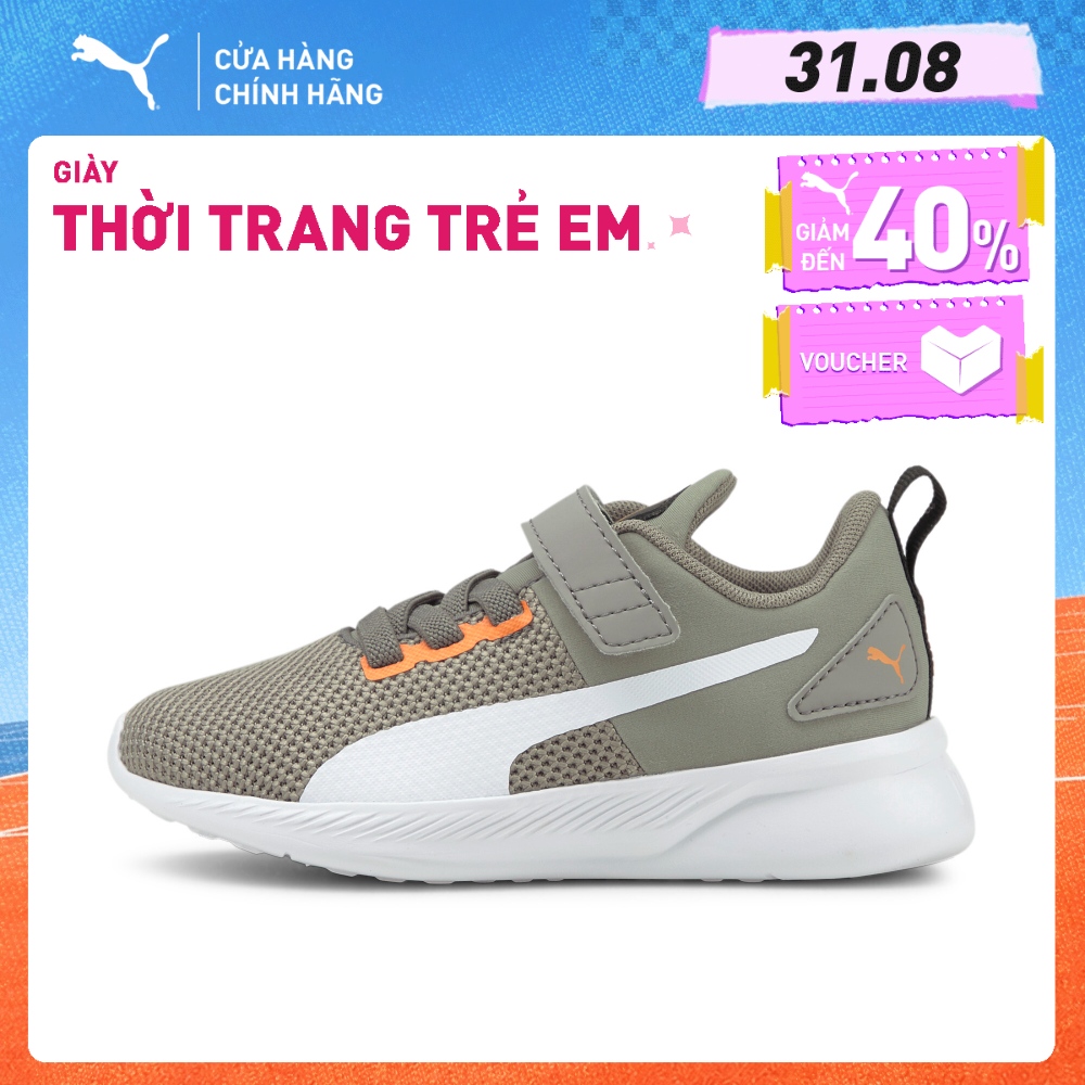 Giày Thời Trang Trẻ Em PUMA Unisex Flyer Runner V PS White-Steeple Gray-Vibrant Orange Màu Trắng