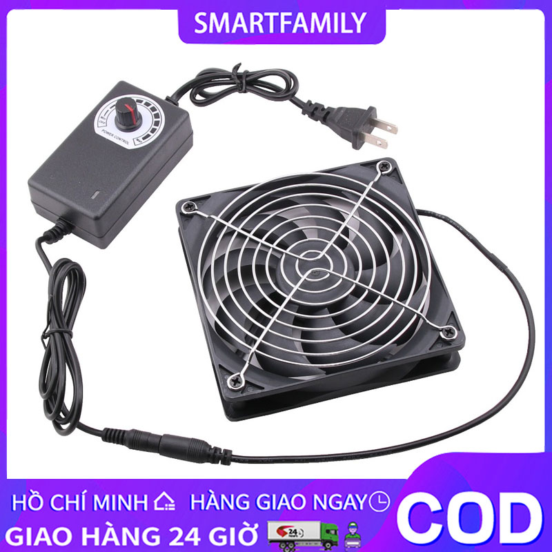 Quạt Tản Nhiệt Chó Mèo Thông Gió Hình Vuông 12CM Kèm Bộ Điều Tốc 1200RPM Quạt Làm Mát Gắn Chuồng Giá 101,200 Đồng*Miễn phí vận chuyển
