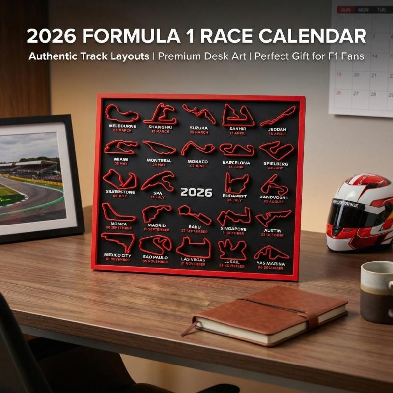 2026 Motorsport cuộc thi ngày lịch 3D in Motorsport sự kiện lịch với màn hình hiển thị đứng cho ngày theo dõi