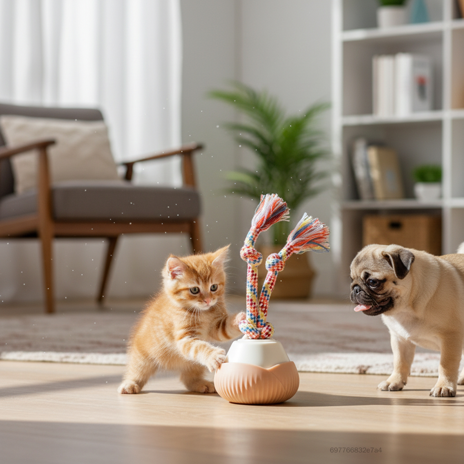 Đồ chơi thông minh cho thú cưng Đồ chơi mèo tương tác xoay tự động có thiết kế nút thắt dây dành cho chó và mèo cỡ trung bình HU-VN Giá 334,000 Đồng*Miễn phí vận chuyển