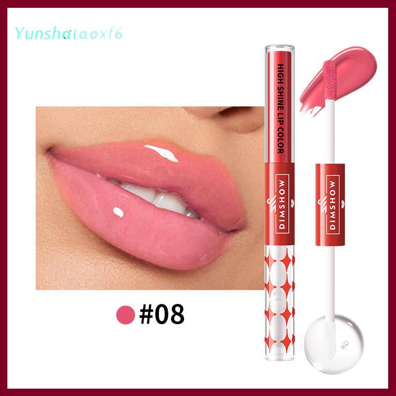 yunshataoxf Hai đầu dưỡng ẩm gương son bóng, lâu dài và không thấm nước nhung son môi, Màu vẽ không Smudge không dính cup - 2