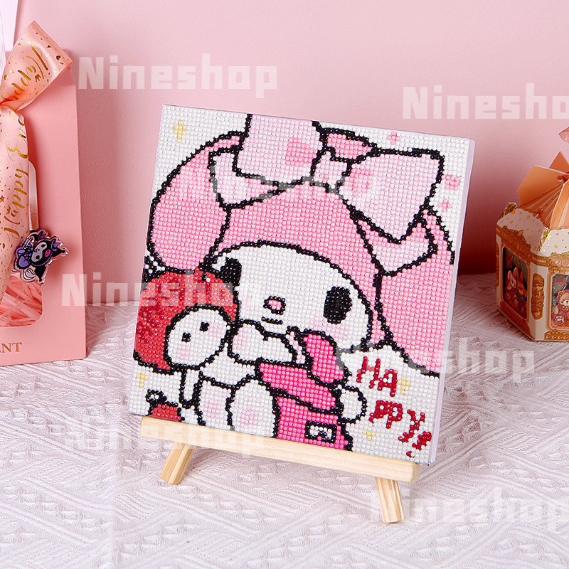 Kuromi DIY Diamond Painting Kids Cute Cartoon Sanrio Melody Toys Handmade Painting with Frame For Kids 钻石画