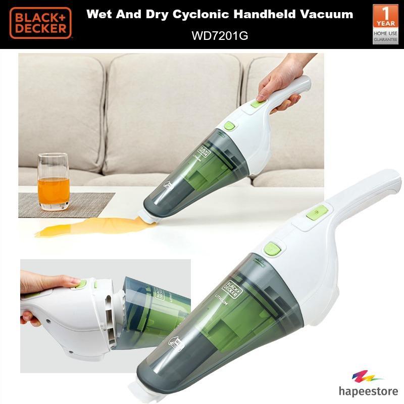 Black And Decker 7.2V Wet And Dry Cyclonic Handheld Vacuum Cleaner - WD7201G (1 Year Warranty) Singapore