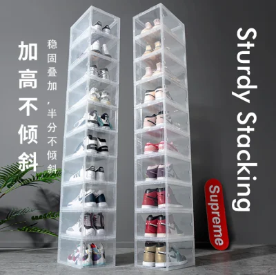 2021 NEW | SET OF 4/6 | Big Capacity Stackable Magnetic Front Drop Opening Shoes Sneakers Storage Shoe Box