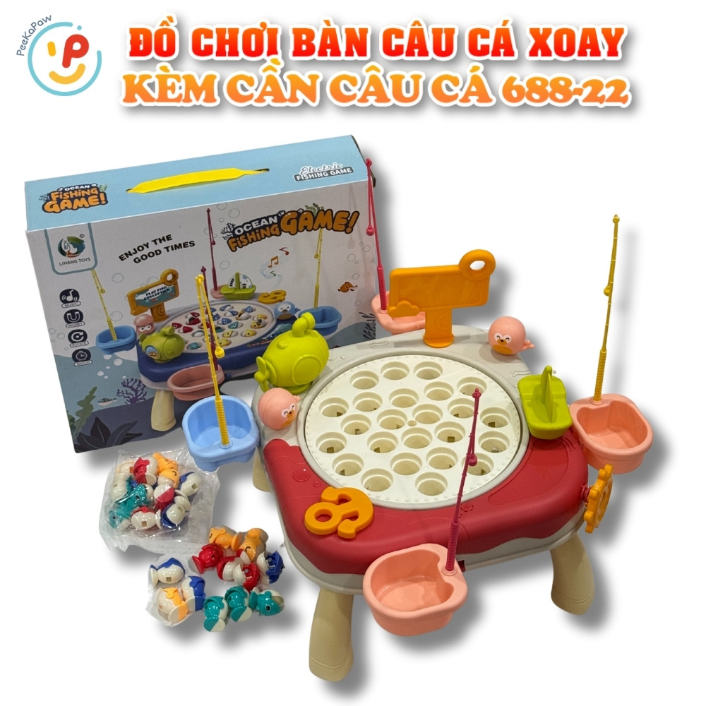 Đồ chơi bàn câu cá nam châm xoay kèm cần câu và phụ kiện 688-22 PeeKaPaw Toys