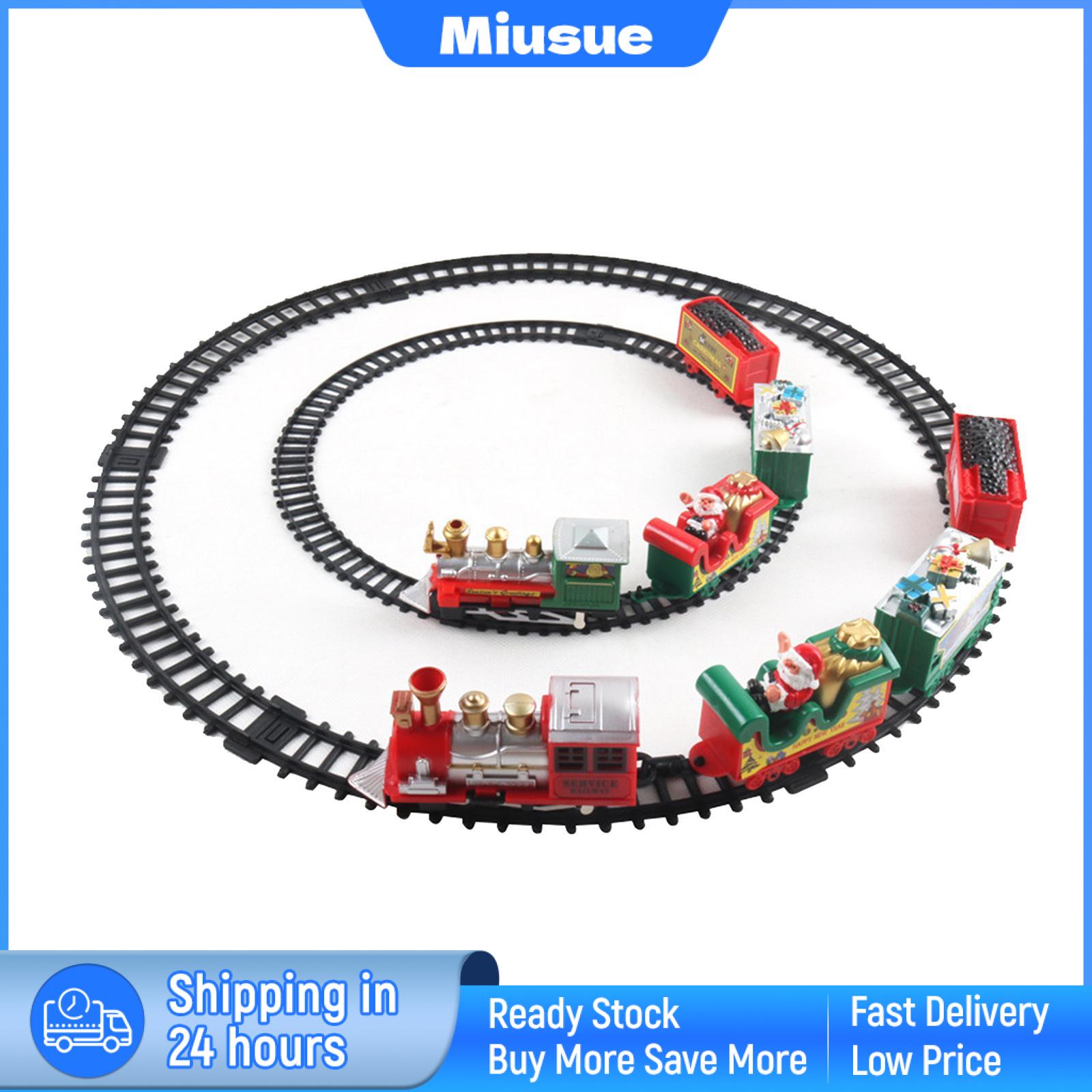 Miusue Christmas Train Set Toy with Track Mine Carriage Toys for Girls