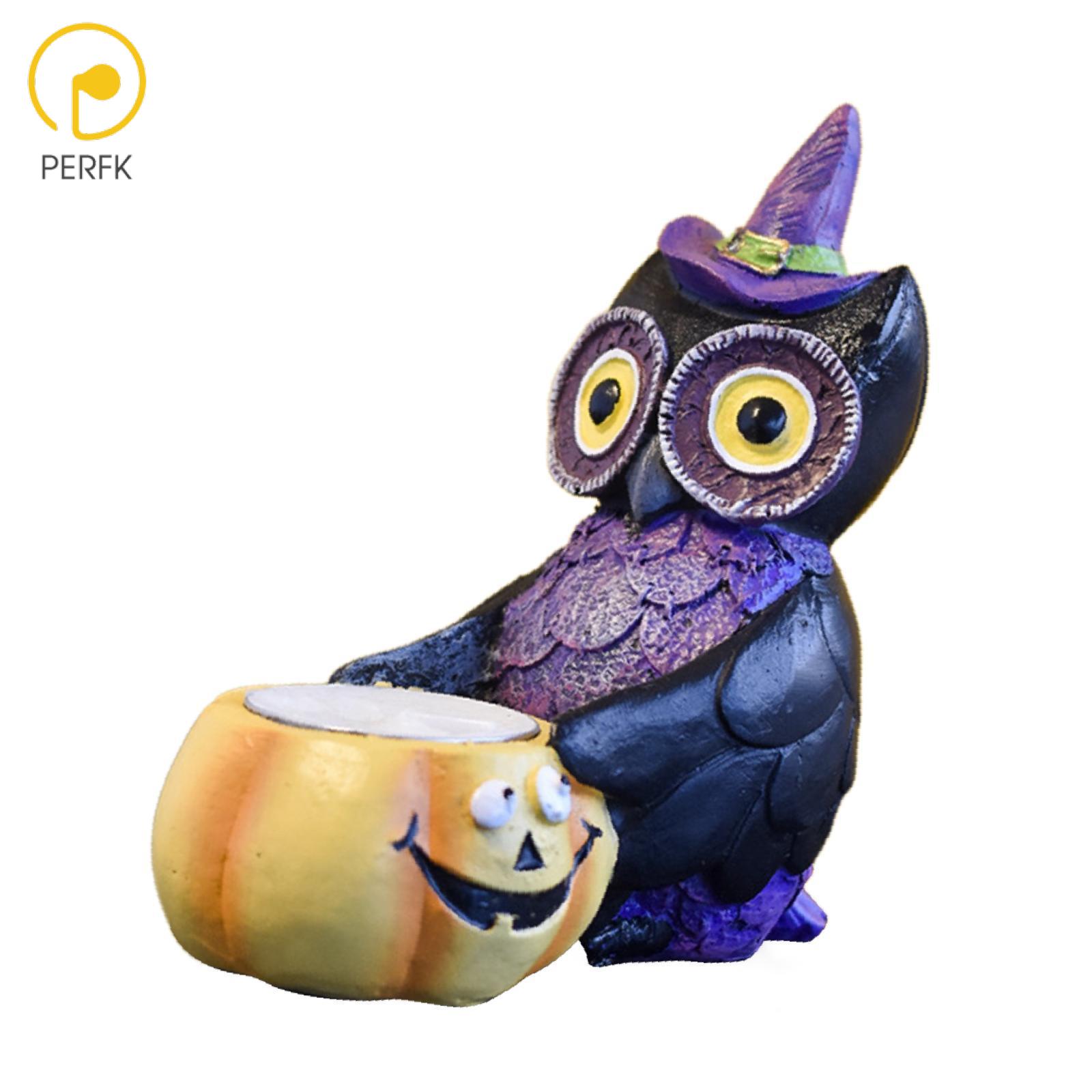 Perfk Candlestick Stand Owl Statue Sculpture,Centerpiece,Owl Resin Candle Holder for Halloween Owl Decorations Halloween Gifts Home ราคา 203 บาท*ส่งฟรี