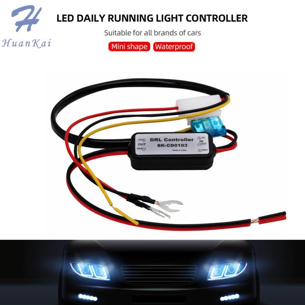 Hk đèn LED chạy ban ngày cho xe ô tô điều khiển tự động đèn chạy ban ngày Rơle tăng cường Dimmer on/off đèn sương mù điều khiển 12-18V