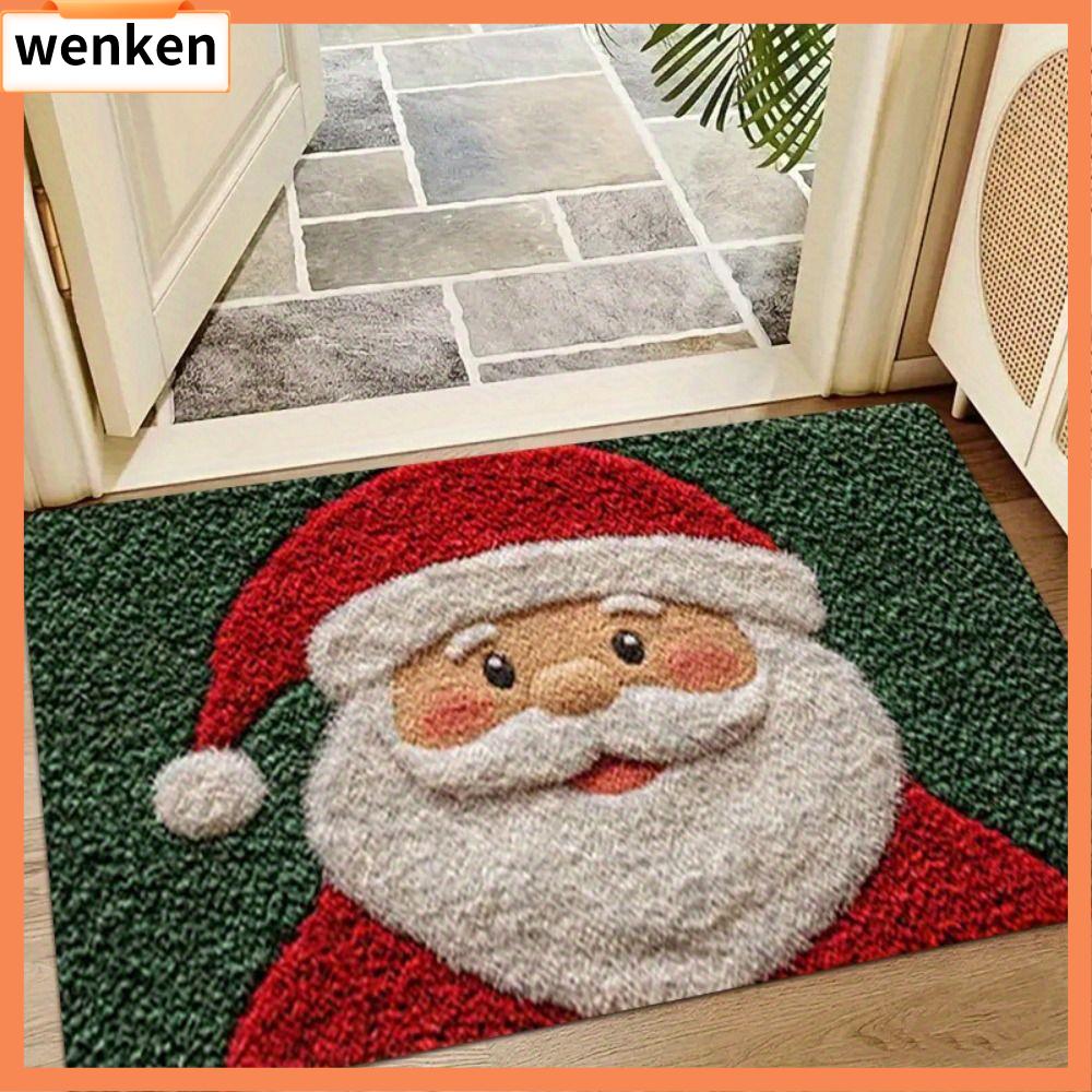 WENKEN Hấp thụ nước Thảm cửa Giáng sinh Mẫu người bánh gừng Thiết kế ông già Noel Thảm nhà tắm Phim hoạt hình Trang trí Giáng sinh Thảm cửa Sử dụng trong phòng tắm