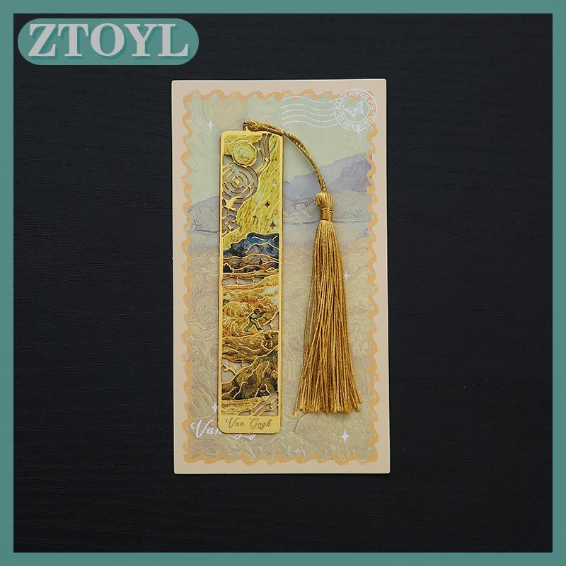 ZTOYL 1 PC retro hoa sơn kim loại Bookmark Hollow Bronzing Bookmark với tua văn phòng phẩm quà tặng cho Câu lạc bộ cuốn sách đọc