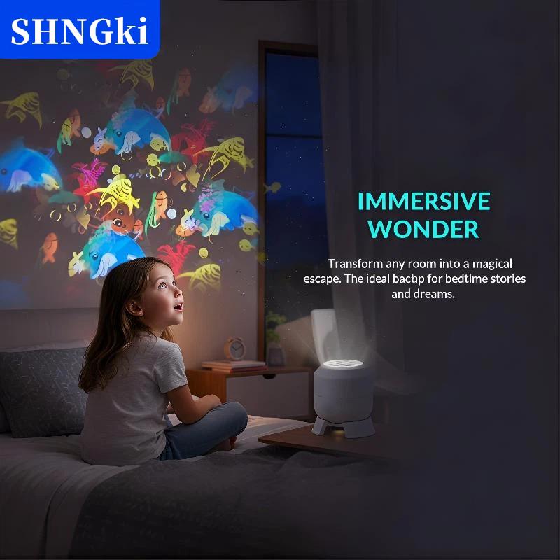 [COD] SHNGki USB Led Đại Dương chiếu ánh sáng ban đêm 360 độ xoay năng động chiếu sáng cho giấc ngủ thư giãn trang trí phòng ngủ