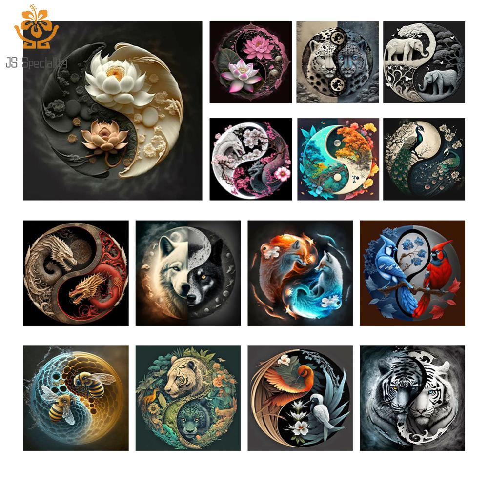 1thfull thêu sinh thái sợi bông 11CT in Tai Chi Bộ dụng cụ thêu chữ thập tác phẩm nghệ thuật