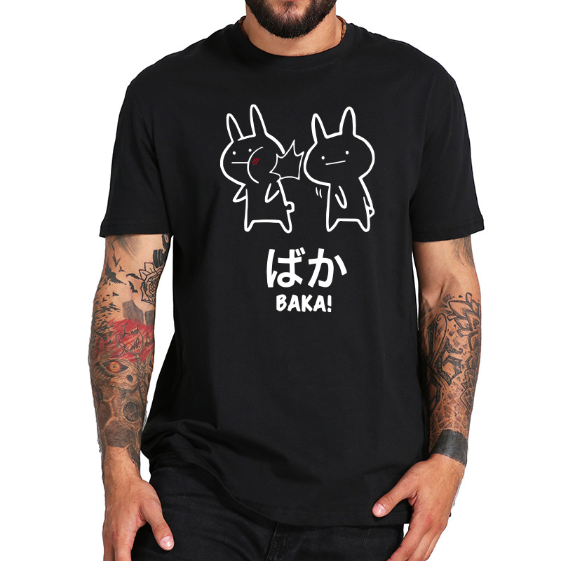 Baka Rabbit Slap T Shirt Anime Japanese Cute Tops Short Sleeve Cotton O-neck Tee Novelty Cute Japan Tshirt EU Size