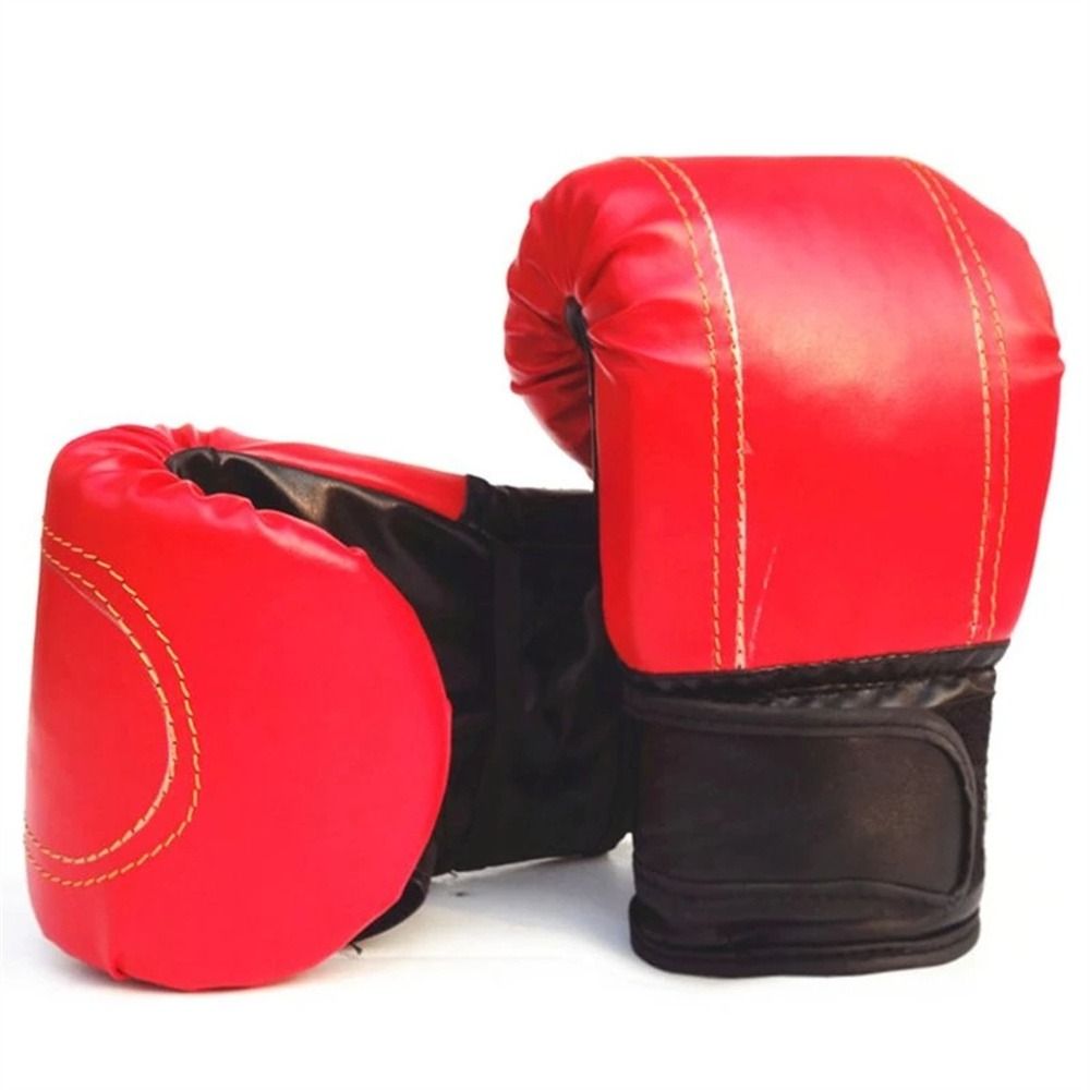 Comfortable Black/Red PU Leather Boxing Gloves for Men/Women
