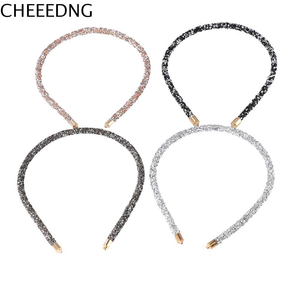 CHEEEDNG Đơn giản Korea Rhinestone Mềm Pha lê Mũ nón Hạt bezel Băng đô Băng đô Headhoop