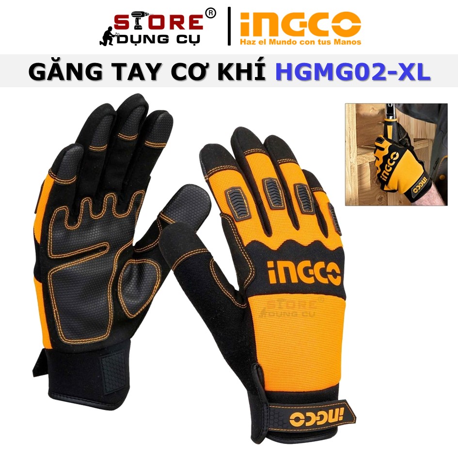 Găng tay bảo hộ đa năng INGCO HGMG02 găng tay hàn, bảo hộ lao động, chống trơn trượt mài mòn thấm hút mồ hôi HGMG02-XL Găng tay INGCO