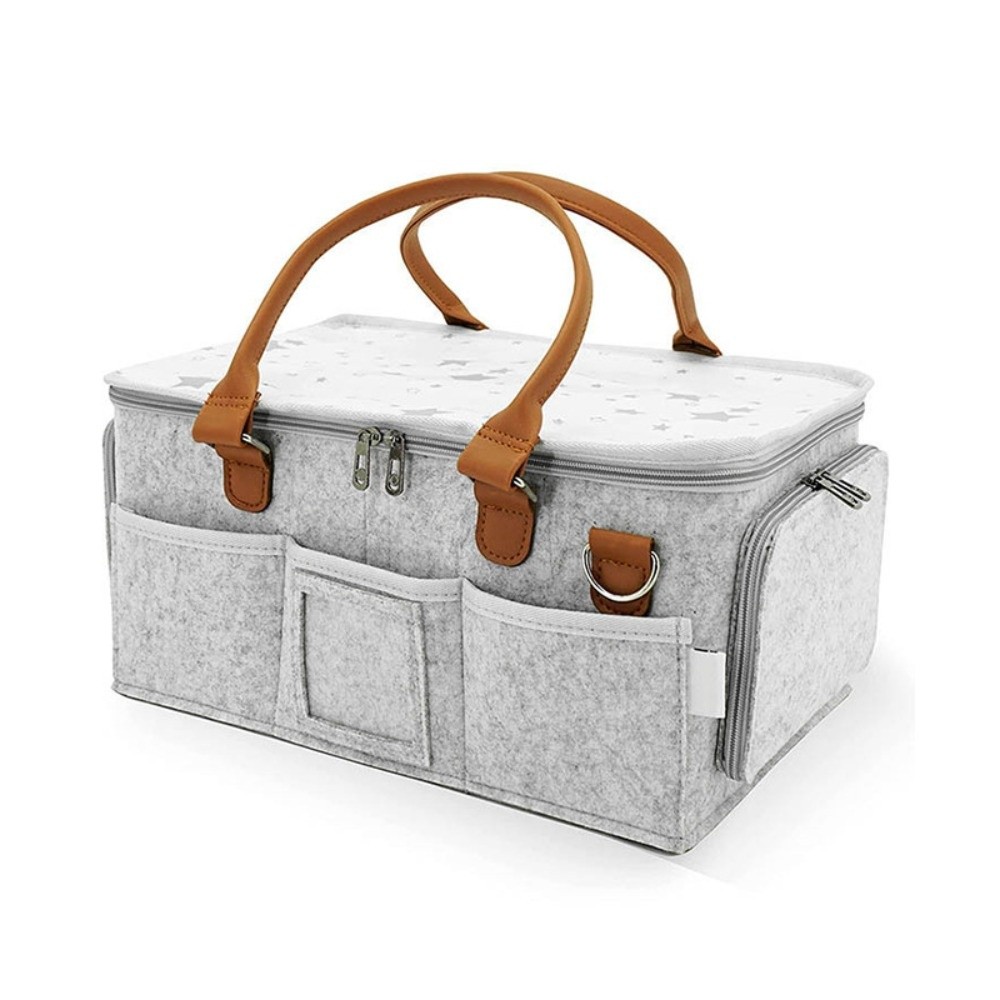 NEXASHOP Large Capacity Baby Diaper Storage Bag Portable Felt Nursery Organizer Large Pocket Mommy Bag Mother
