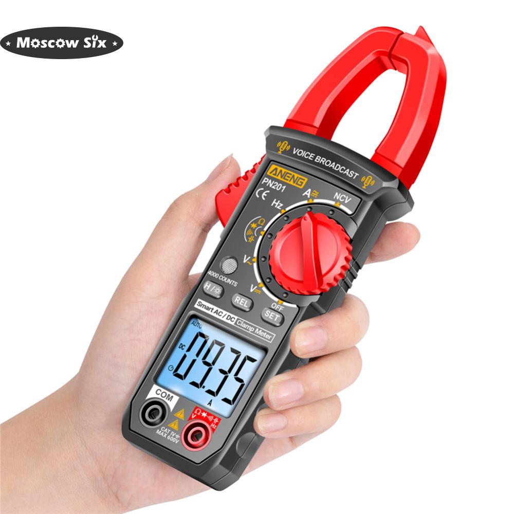 【HOT】Clamp Voltage Resistance Meter Auto-Ranging Votage Current Ohm Test Tool 4000 Counts LCD Backlit Smart Voice Broadcast