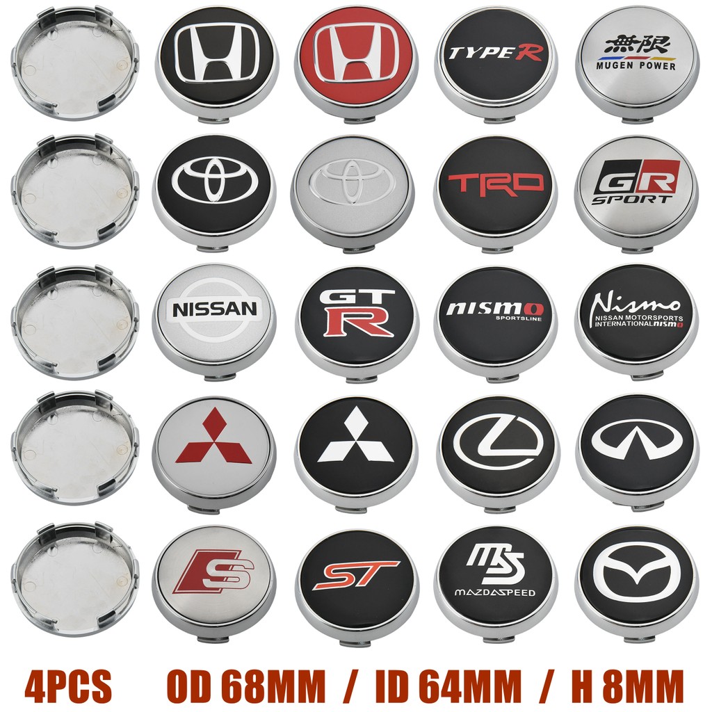 4ตัว ฝาครอบดุมล้อ Honda 68มม ฝาปิดดุมล้อ Mitsubishi ขอบ Toyota โลโก้ ฝาดุมล้อ TRD Typer Ralliart Nismo GTR Suzuki RS Sline ราคา 334 บาท*ส่งฟรี