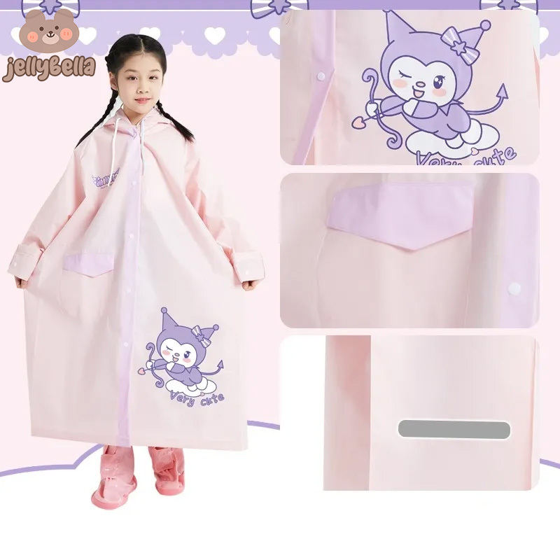 Jellybella  Áo mưa trẻ em áo mưa Cô Gái Một Mảnh Áo Mưa kuromi hoạt hình dễ thương áo mưa