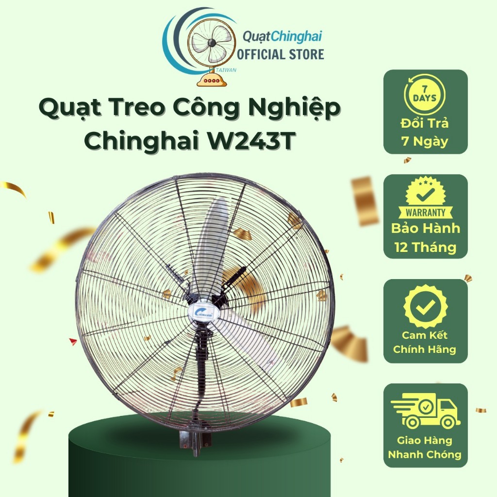 Quạt treo công nghiệp Ching Hai W243T, Sải cánh 60cm, Bảo Hành 12 Tháng Chính Hãng