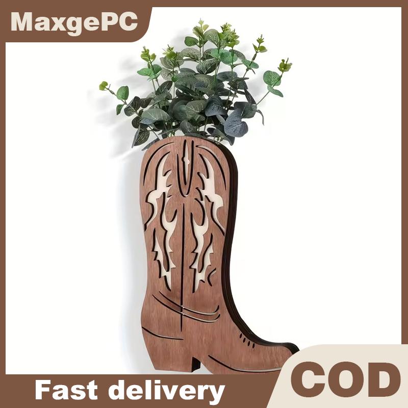 MaxgePC แจกันทำจากไม้คาวบอยเด็กผู้หญิงรองเท้าบูทคาวบอยสำหรับปลูกต้นไม้ต้นไม้แห้งติดผนังแจกันแขวนผนังในร่มประดับแขวนศิลปะชั้นวางของตกแต่งบ้าน ราคา 198 บาท*ส่งฟรี