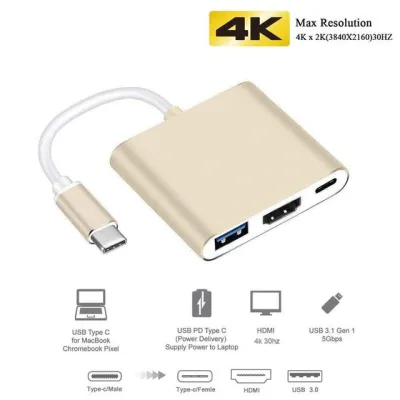 USB C HUB To HDMI Adapter USB Type C Hub To HDMI 4K USB 3.0 Port USB-C Power Delivery for Macbook Pro/Air Thunderbolt 3
