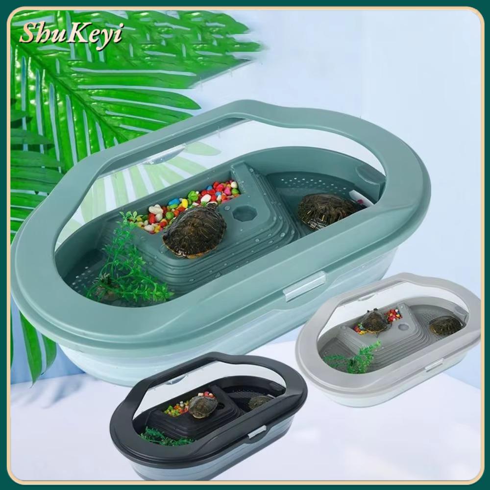 SHUKEYI Bò sát Bình chứa Rùa Môi trường sống Nhựa Thùng chứa  Thức ăn chăn nuôi Bể cá