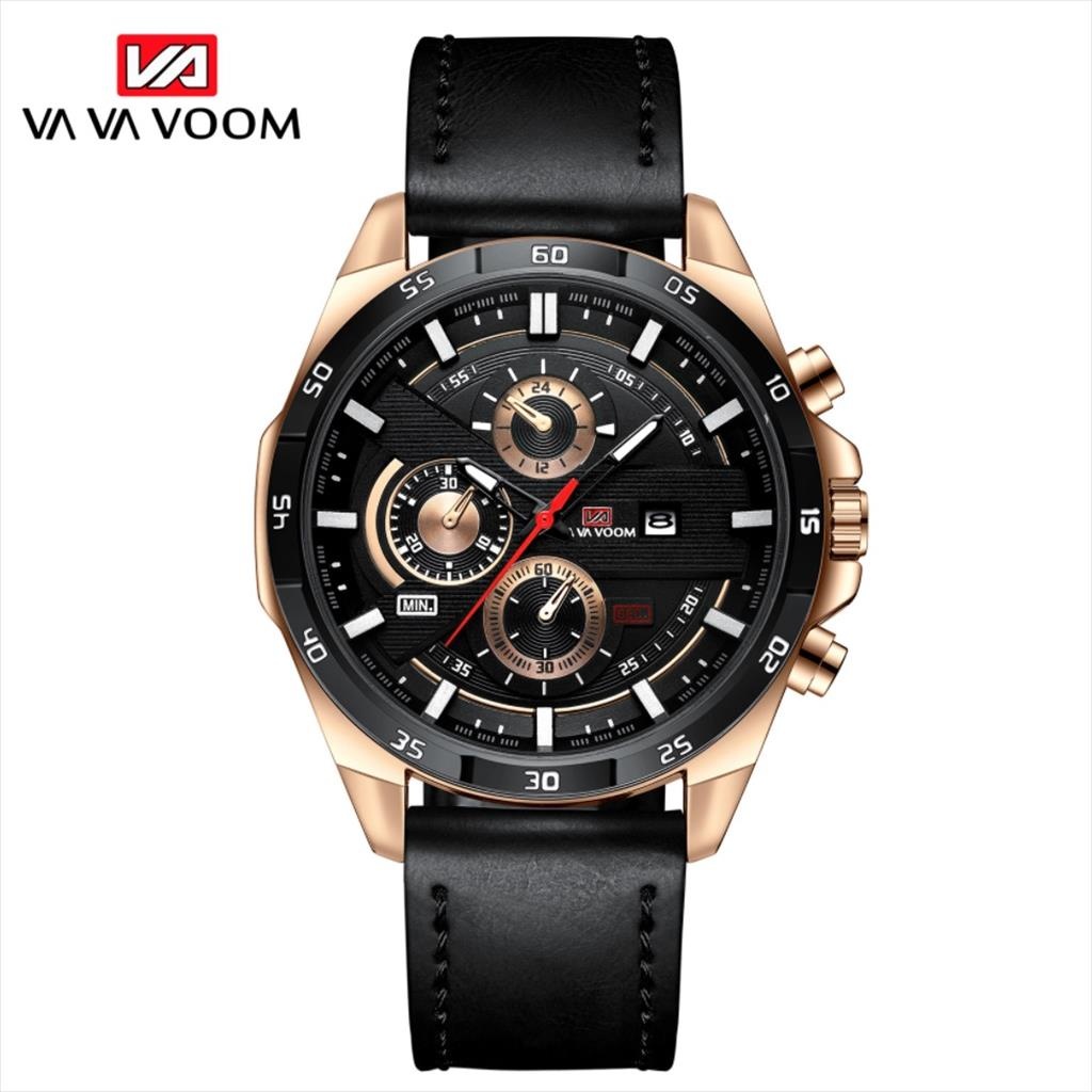 Jam Tangan Pria VAVA VOOM 216 VAVAVOOM Tahan Air Kulit Leather Anti Karat Premium