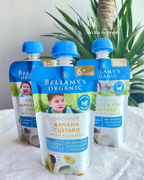 BELLAMY'S ORGANIC TÚI ĂN DẶM QUẢ LÊ, HẠT CHIA VÀ VANILA Cho Bé Từ 6M+, 8M+