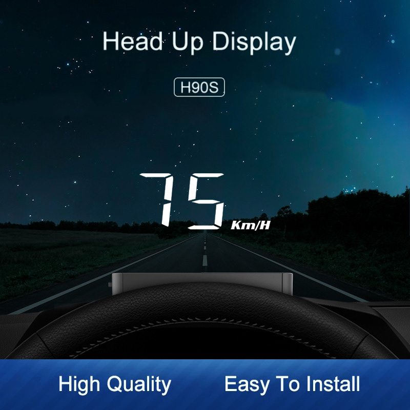 Car HUD Head Up Display OBDII Gauge Windshield Projector Overspeed Alarm Voltage Water Temperature Monitor Speedometer