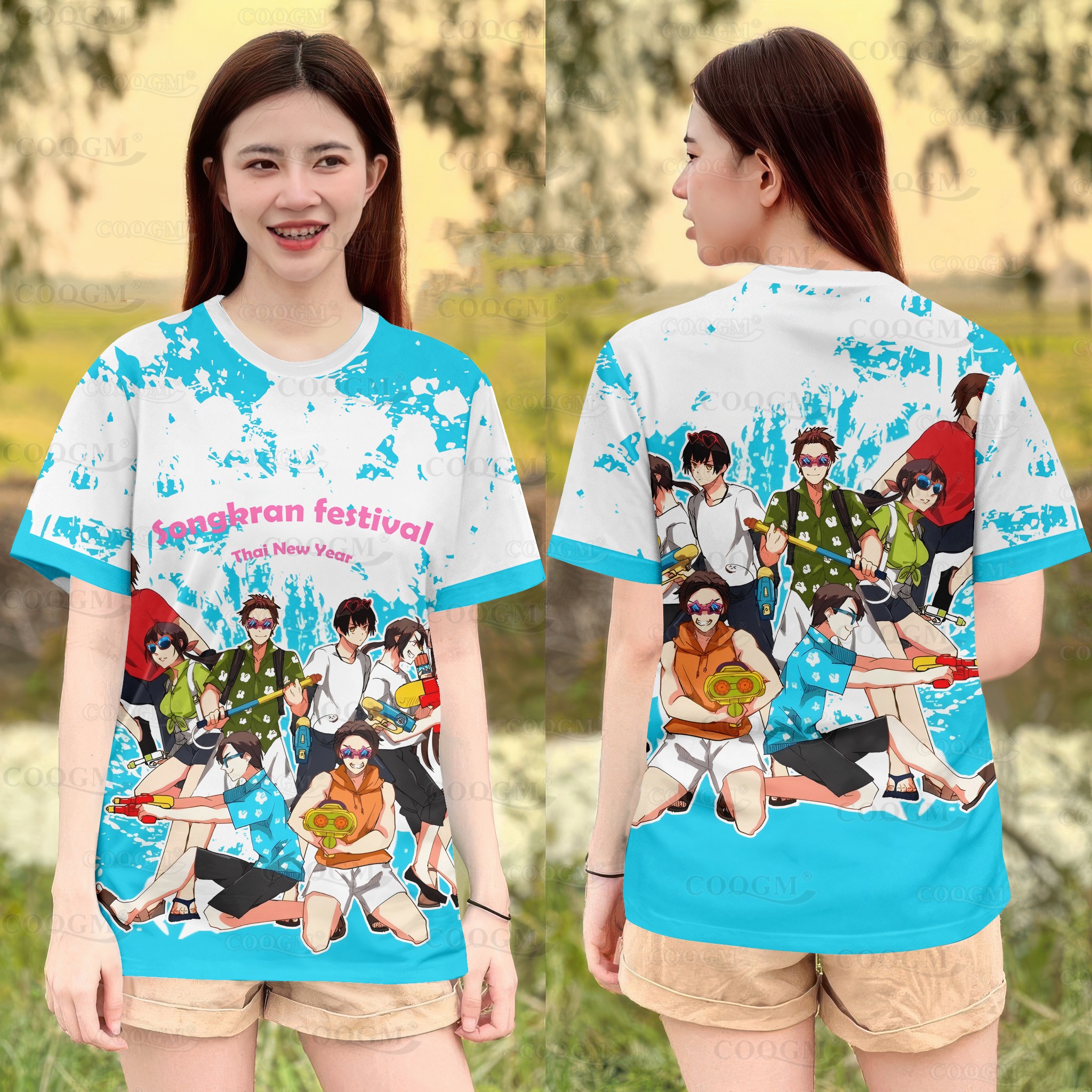 ไทยสุขสันต์สงกรานต์เสื้อยืดไม่จำกัดเพศแห้งเร็วสบายระบายอากาศฮาวายเสื้อยืดวันหยุด รหัส：5 ราคา  102 บาท*ส่งฟรี