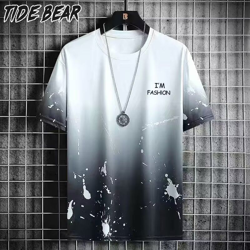 Men's T-shirt Fashion Printed Short Sleeve Ice Silk Cool Quick Drying Clothes ราคา 37 บาท*ส่งฟรี