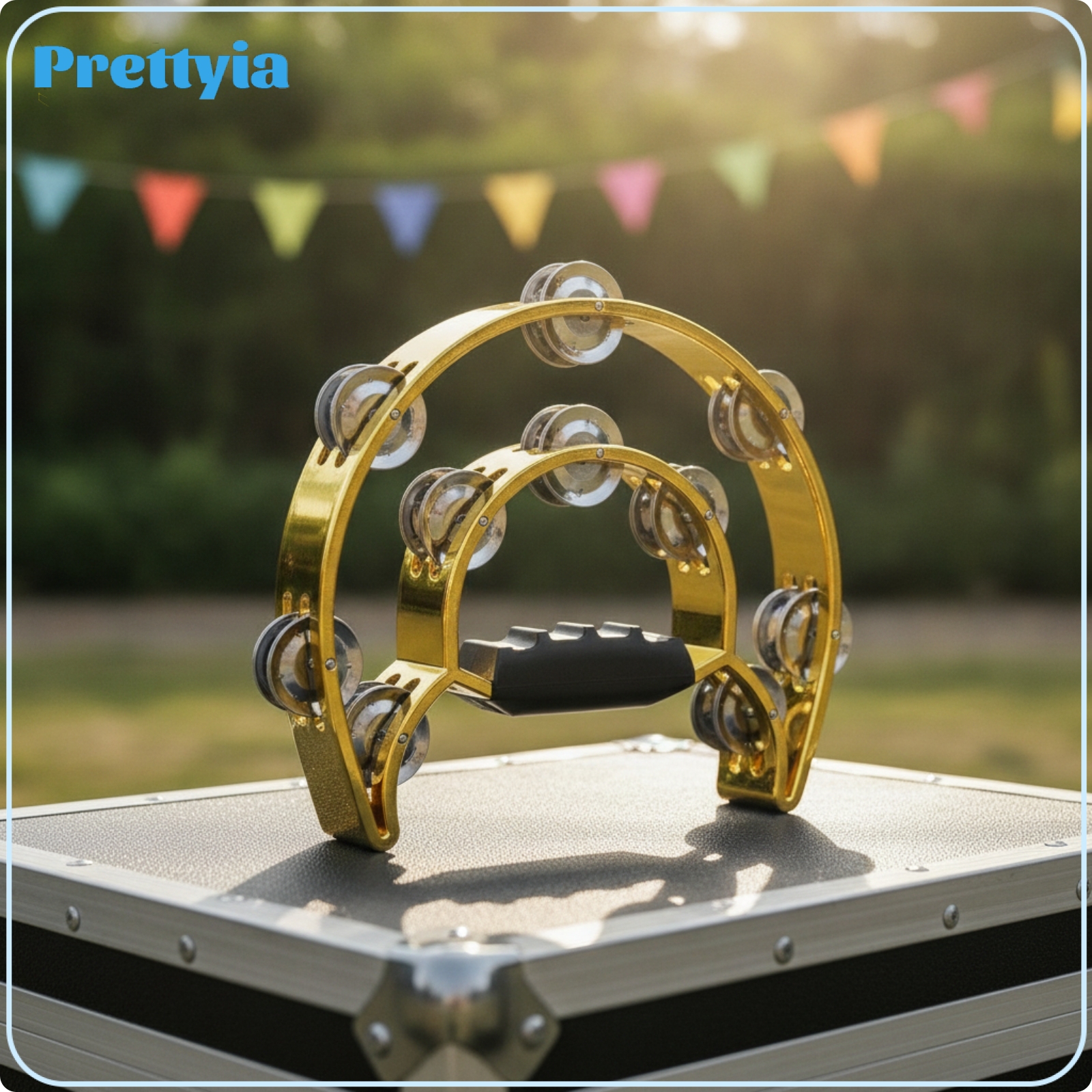 Prettyia Comfortable Semicircular Tambourine Long-Lasting Double-Layer Tambourine Lightweight Hand Percussion Instrument Portable for Musicians ราคา 2,734 บาท*ส่งฟรี