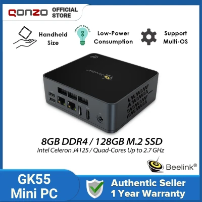 New GK55 Mini PC (Pre-activated Win 10 Pro) Desktop 8GB+256GB CPU Intel Celeron J4125 Quad-Core BT 2.4G/5.8G WIFI Dual HD Output Dual Lan Ports Gigabit Internet Mini Computer