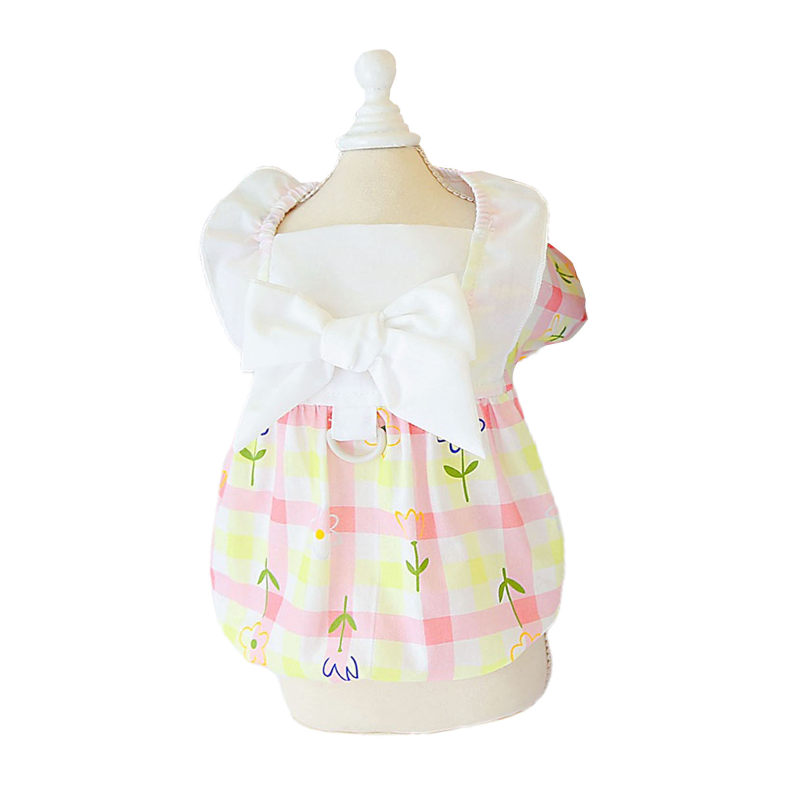 Pet Dress Adorable Eye-catching with Traction Ring Cotton Floral Pattern Pet Dog Bowknot Dress Pet Supplies