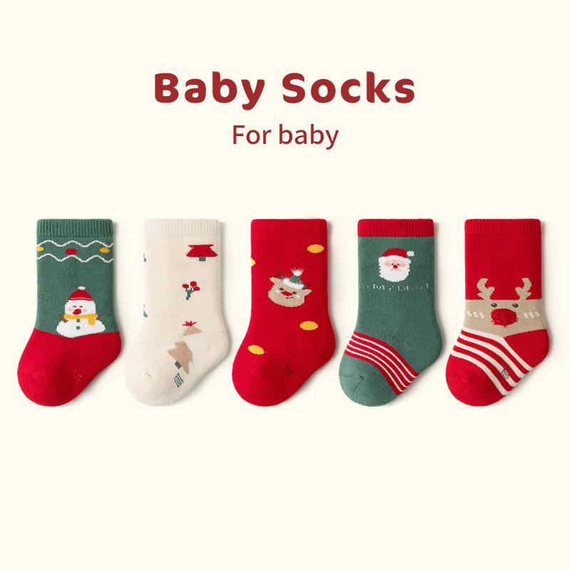 Baby Christmas Socks High Elastic Warm Thick Terry Sock for Newborn