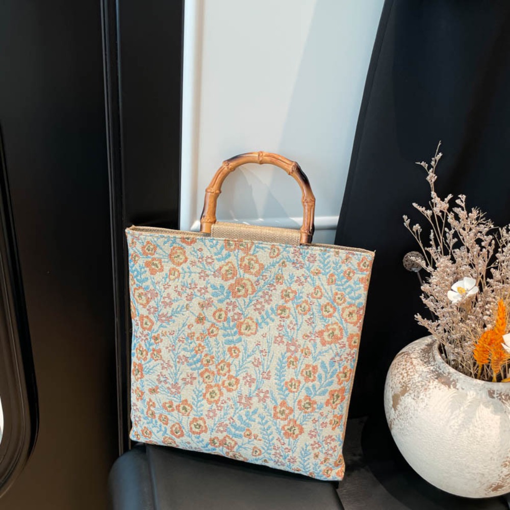 HERWK Vải Túi Tote Jacquard Phong cách Trung Quốc Hoa Túi xách in vải canvas Di động Khớp tre Túi đeo nách Hanfu Tiệc tùng - 7