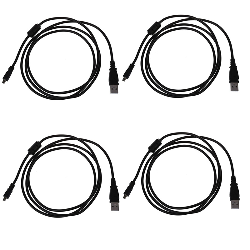 4X Black USB 2.0 A to 8-Pin Mini B Cable W/ Ferrite - 1.5M / 59 Inches for CoolPix P90