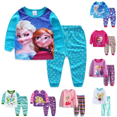 Kids Sleepwear Suit Cartoon Pajamas Children's Long Sleeve Princess