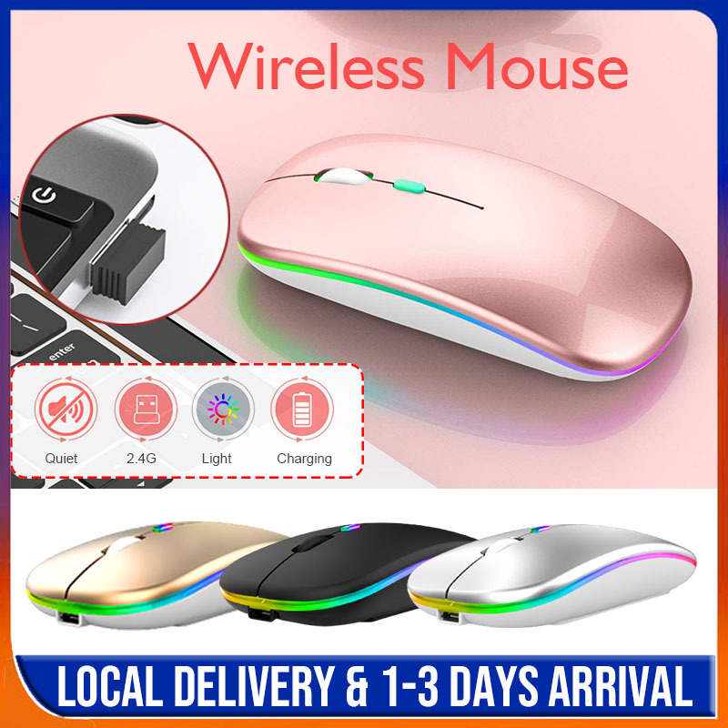Wireless Mouse Silent Mouse with Rainbow Back Light 1600 DPI Ergonomic Mouse Noiseless PC Mouse Mute Colorful Glowing Office PC Laptop Notebook Mice
