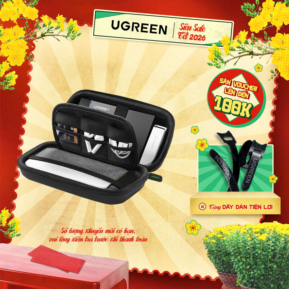  Hộp đựng phụ kiện UGREEN LP128 Đựng tai nghe thẻ nhớ cáp USB | Chống sốc chống nước 50274 70576 70577 