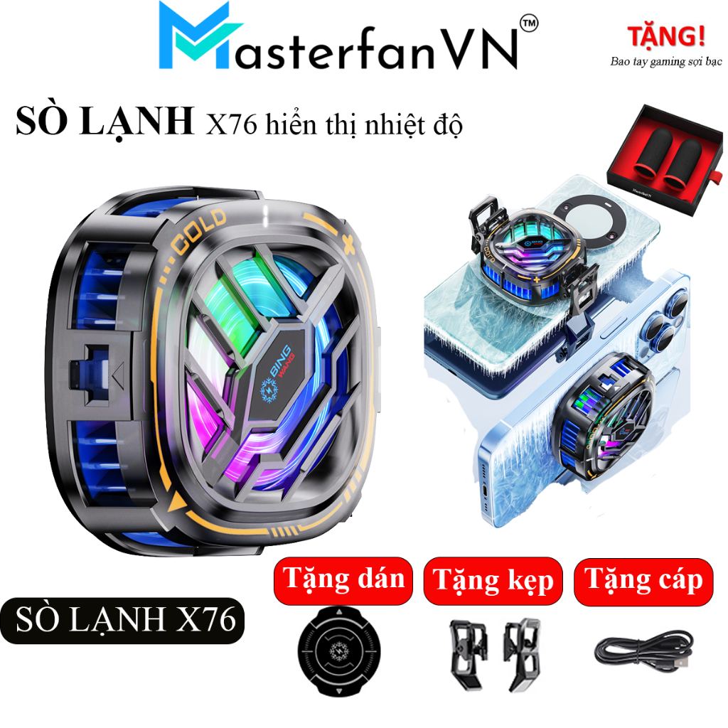 Quạt tản nhiệt sò lạnh cho điện thoại X76 PRO 15W - Làm mát nhanh có kèm kẹp 15W Giá 129,000 Đồng*Miễn phí vận chuyển