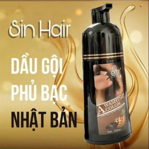 Dầu Gội Đầu Phủ Bạc Sin Hair Dye Và Shampoo Màu Nâu Đen Nhật Bản 500ml