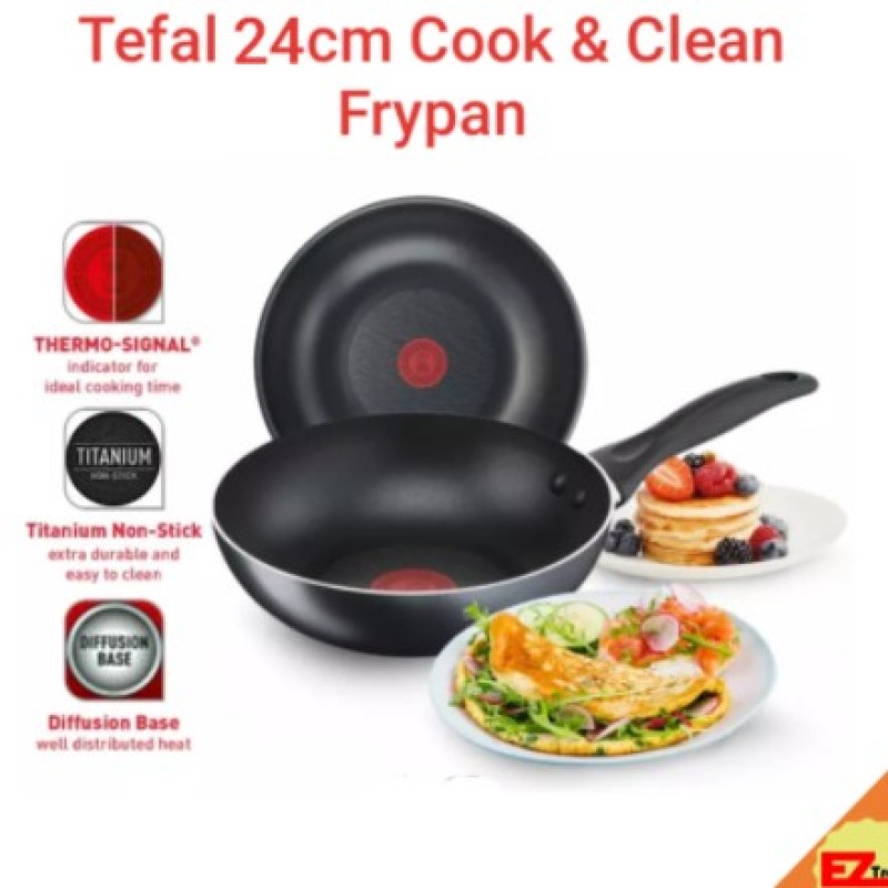 24cm Tefal cook & clean Frypan frying pan non stick titanium diffusion base gas / electric induction /ceramic Singapore