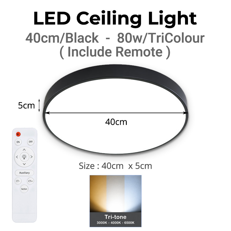 Ceiling LED Light Slim Round Minimalist Modern Stylish Design Room Lights Bathroom Light Remote Control Tricolor