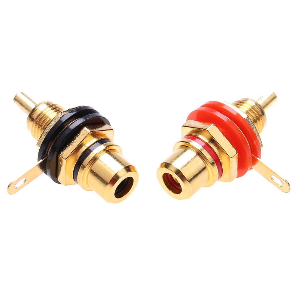 2pcs RCA Female Socket Connectors Zinc Alloy Gold Plating Audio Terminal Plug Accessories RCA Female Plug Audio Socket for DIY Wire ราคา 13 บาท*ส่งฟรี