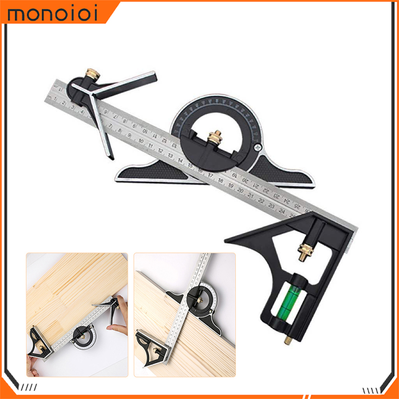 Monqiqi thước 3 in1 có thể điều chỉnh, thước đo góc vuông kết hợp đa điểm bộ dụng cụ đo 300mm thước phổ quát, góc phải