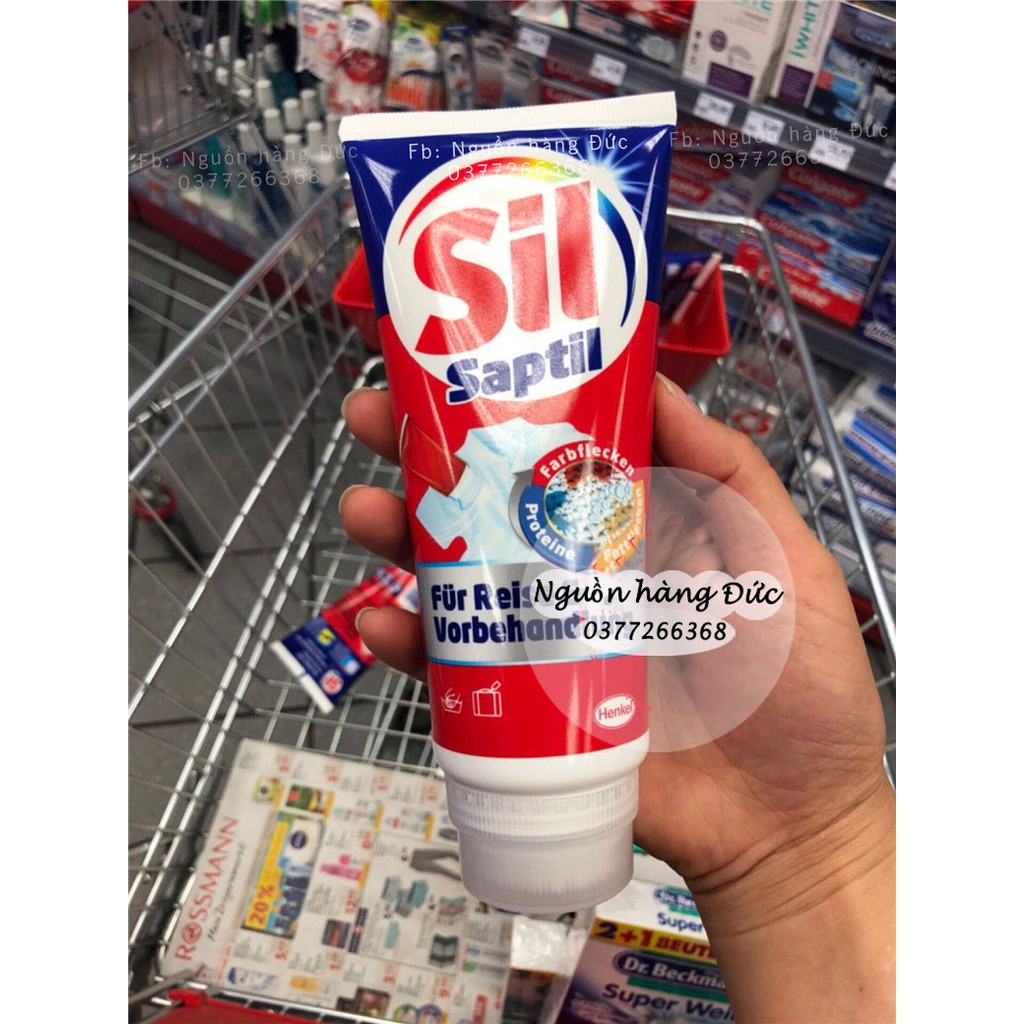 Kem tẩy vết ố trên áo quần Sil Sapil - Sản phẩm có thể sử dụng cho tất cả các loại vải, quần áo trắng và quần áo màu, kể cả đồ len và lụa tơ tằm mà không phá hủy cấu trúc của chúng, bảo vệ màu sắc và không làm phai, mất màu quần áo.